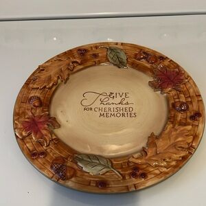 GRASSLANDS ROAD Thanksgiving Give Thanks for Friends So True Plate Autumn Leaves